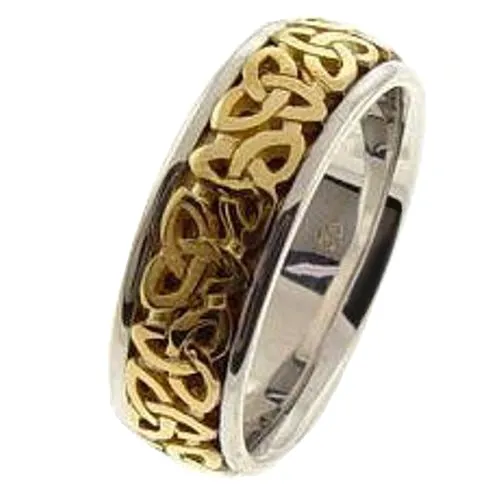 Titanium and 14K White or Yellow gold Celtic Trinity Knot Ring