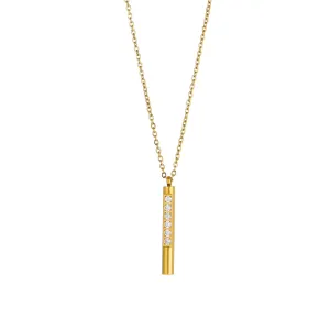 Titanium Steel Zircon Beaded Plating Inlay Necklace Cable Chain