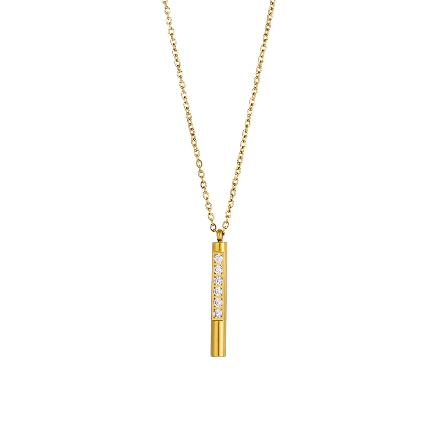 Titanium Steel Zircon Beaded Plating Inlay Necklace Cable Chain