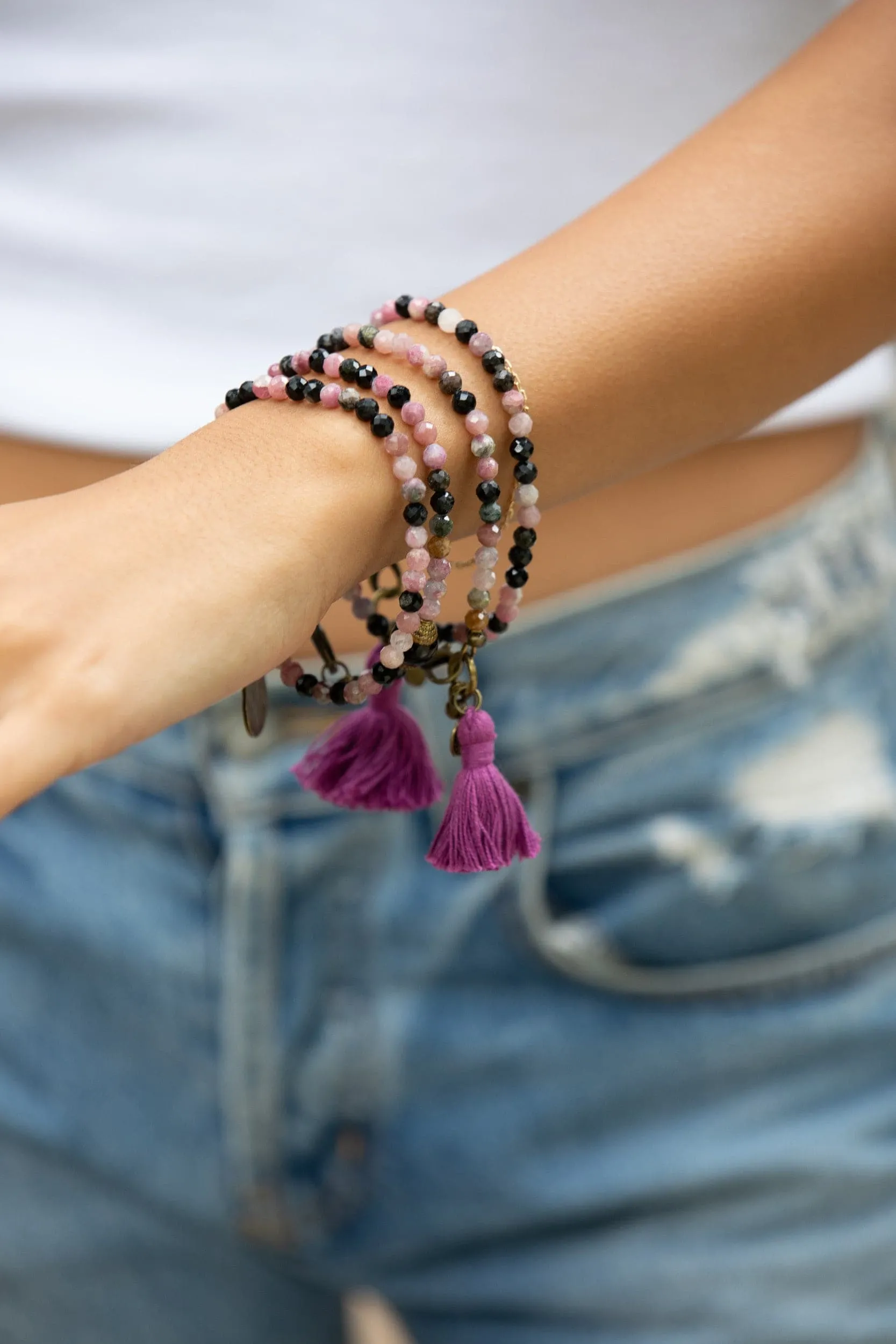 Tourmaline Gemstone Faceted Bead Bracelets