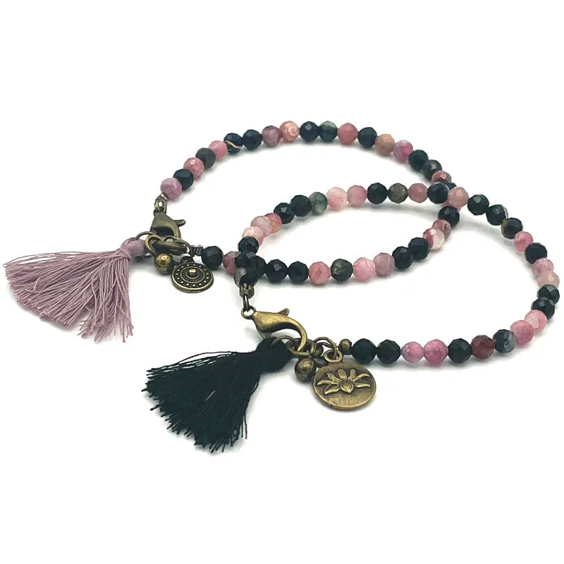 Tourmaline Gemstone Faceted Bead Bracelets