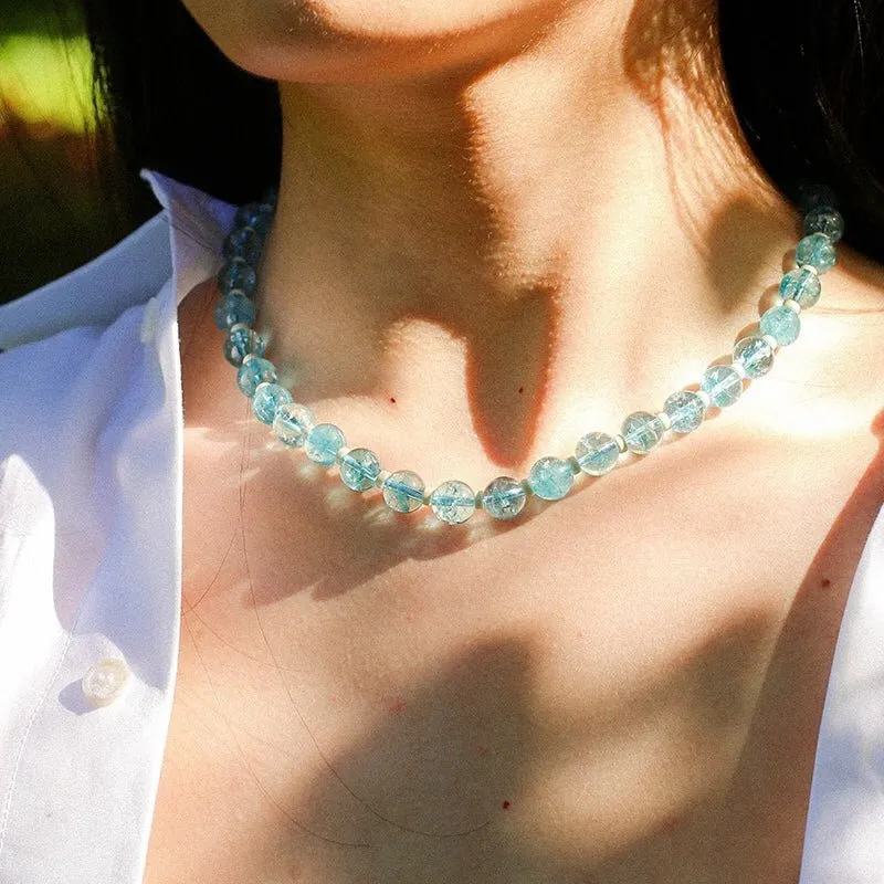 Tranquil Sky Blue Burst Crystal Necklace