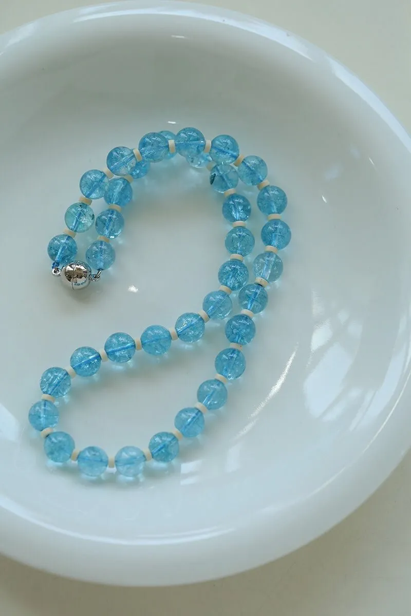 Tranquil Sky Blue Burst Crystal Necklace