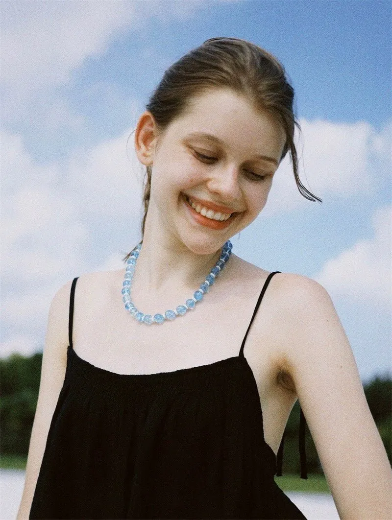 Tranquil Sky Blue Burst Crystal Necklace