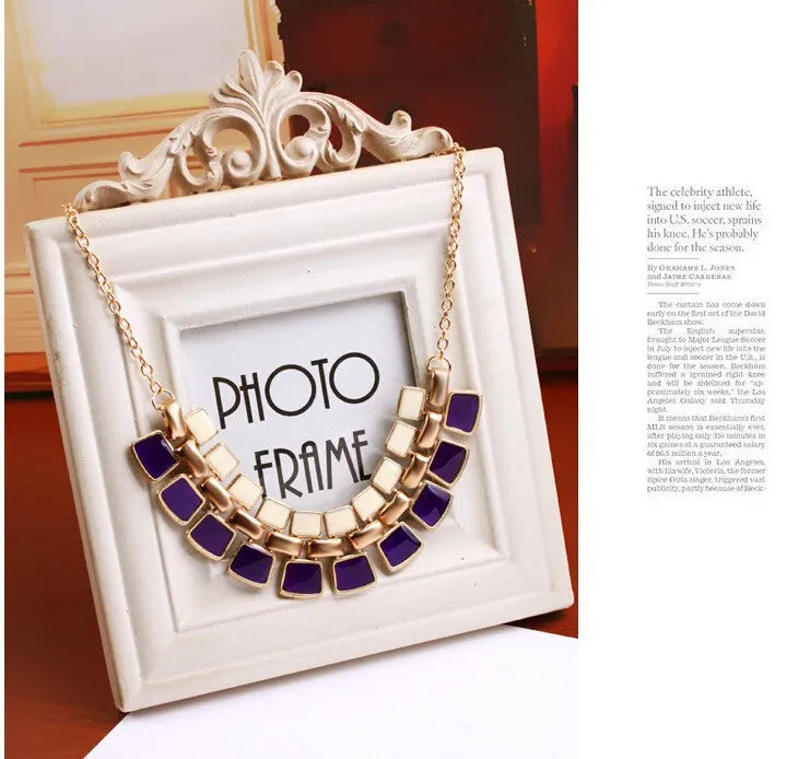 Trendy Necklaces Pendants Link Chain Collar Long Plated Enamel Statement Bling & Fashion Necklace Women Jewelry