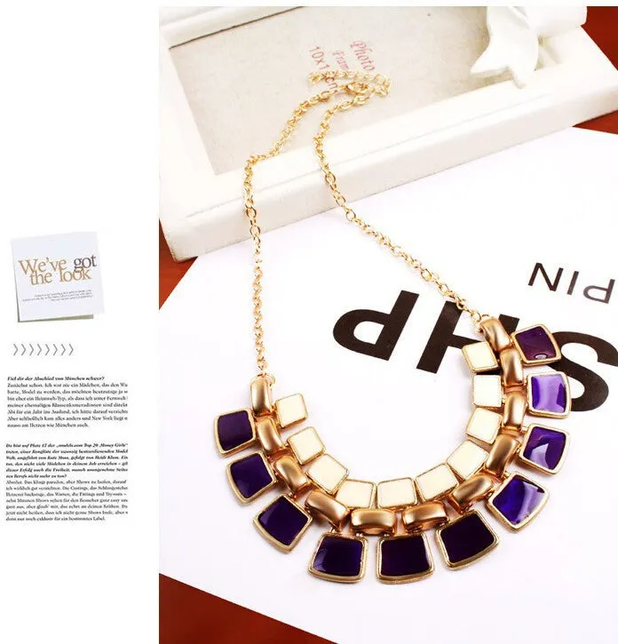 Trendy Necklaces Pendants Link Chain Collar Long Plated Enamel Statement Bling & Fashion Necklace Women Jewelry
