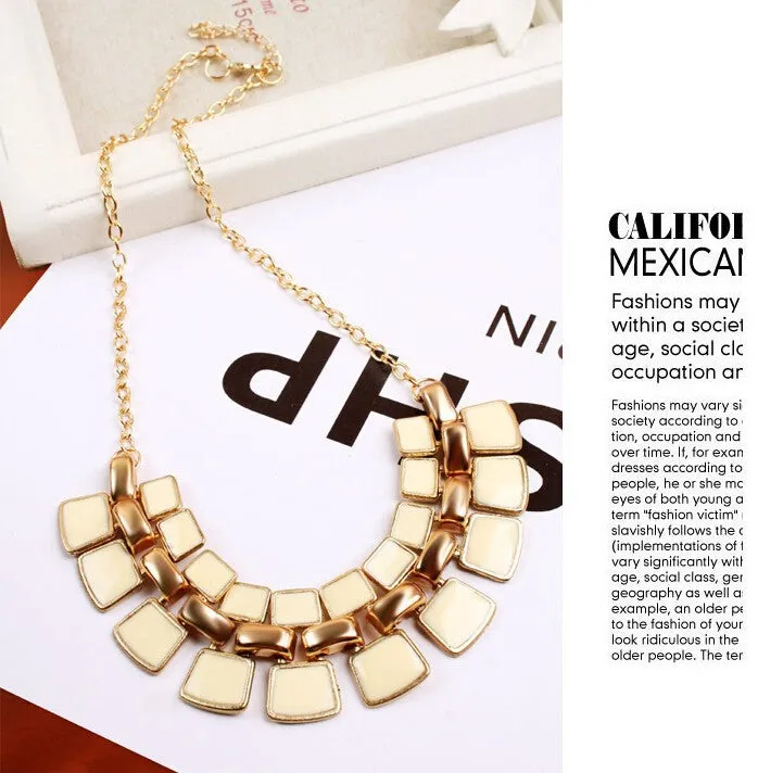 Trendy Necklaces Pendants Link Chain Collar Long Plated Enamel Statement Bling & Fashion Necklace Women Jewelry