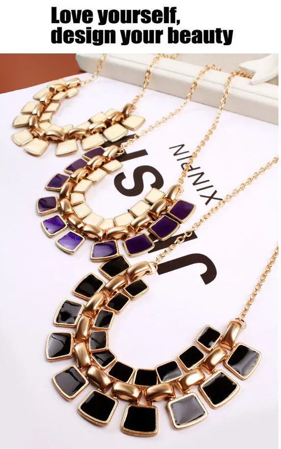 Trendy Necklaces Pendants Link Chain Collar Long Plated Enamel Statement Bling & Fashion Necklace Women Jewelry