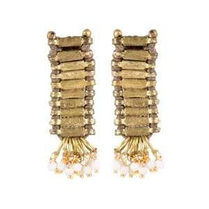 Tribal Gold Earrings in Taupe - Handmade in Egypt