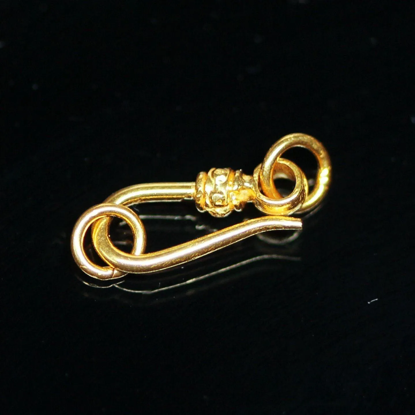 Tribal Hook 18k Solid Gold Clasp  Handmade Old Fashioned 11mm x 5mm