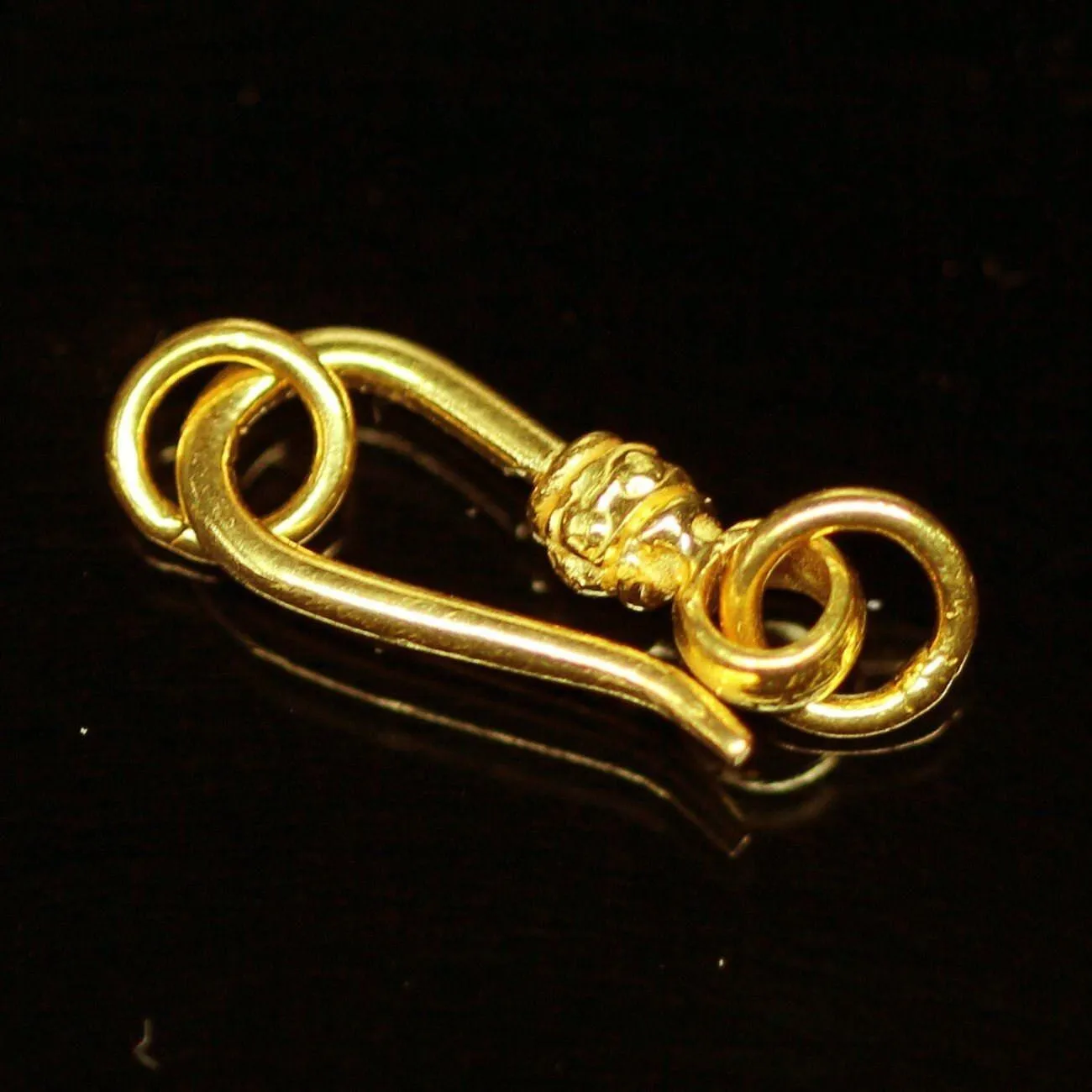 Tribal Hook 18k Solid Gold Clasp  Handmade Old Fashioned 11mm x 5mm