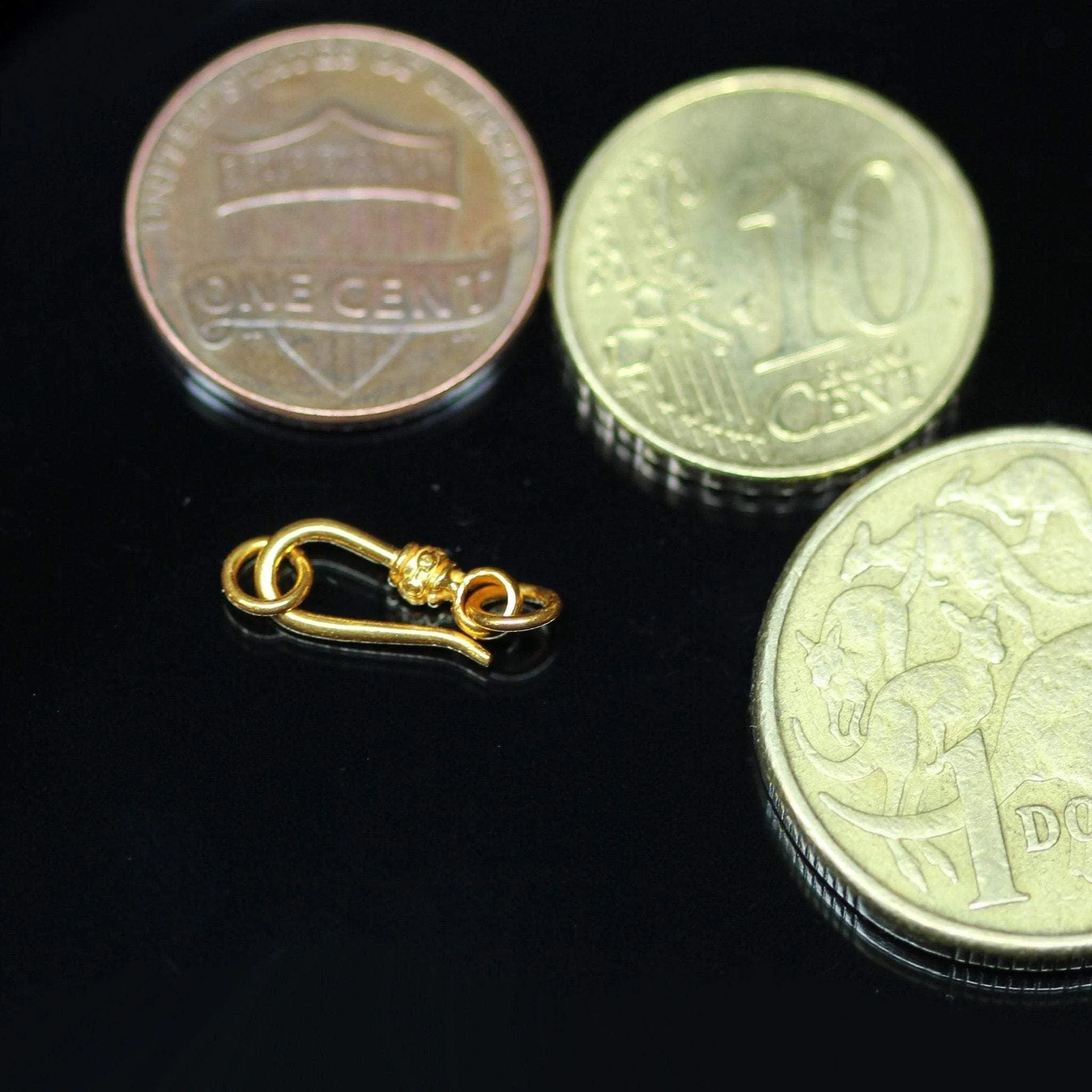 Tribal Hook 18k Solid Gold Clasp  Handmade Old Fashioned 11mm x 5mm