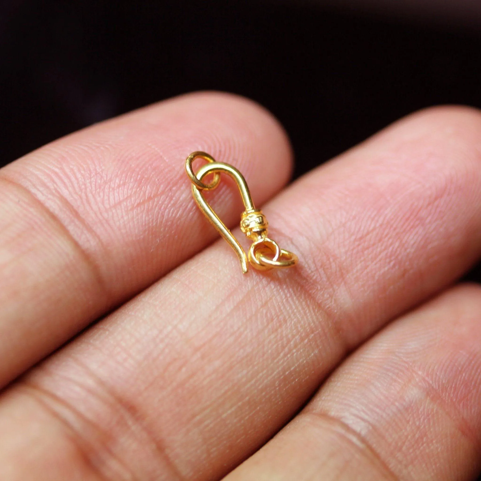 Tribal Hook 18k Solid Gold Clasp  Handmade Old Fashioned 11mm x 5mm