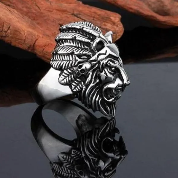 Tribal Lion's Head Ring