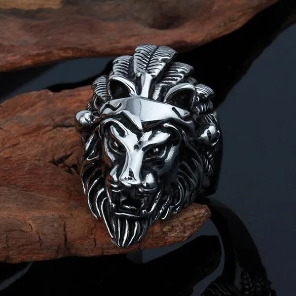 Tribal Lion's Head Ring