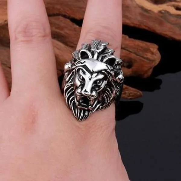 Tribal Lion's Head Ring
