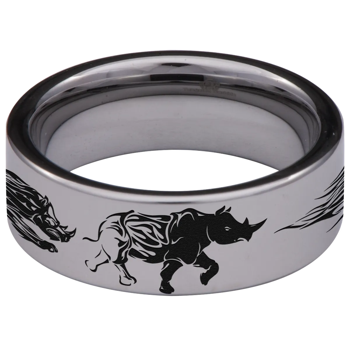 Tribal Rhino Tungsten Carbide Ring