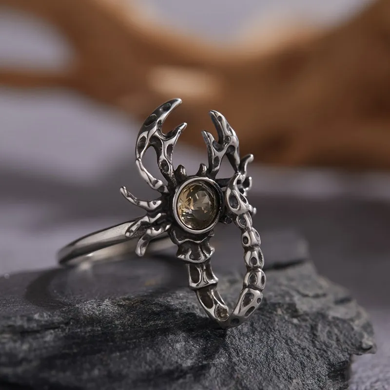 Tribal Scorpion Cuff Ring S925 Silver Unisex Halloween Wear Open Ring