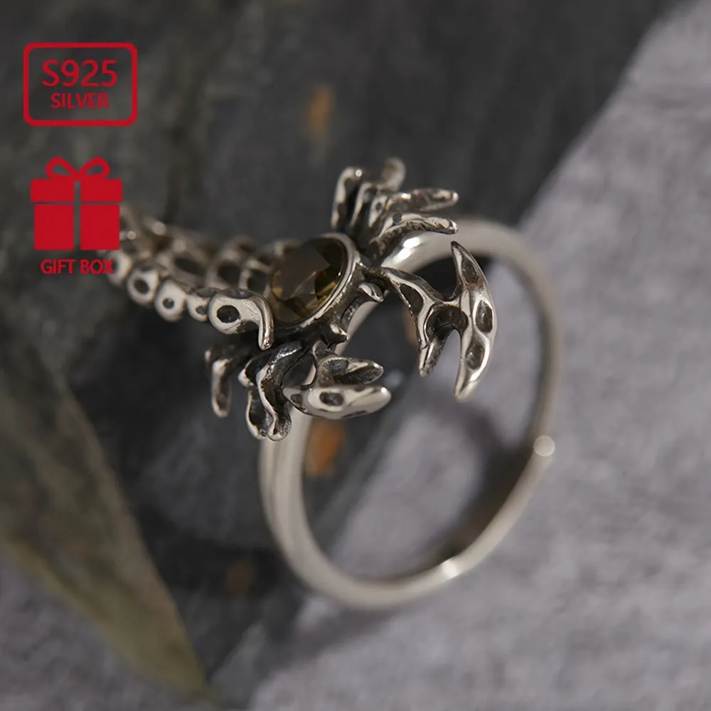 Tribal Scorpion Cuff Ring S925 Silver Unisex Halloween Wear Open Ring