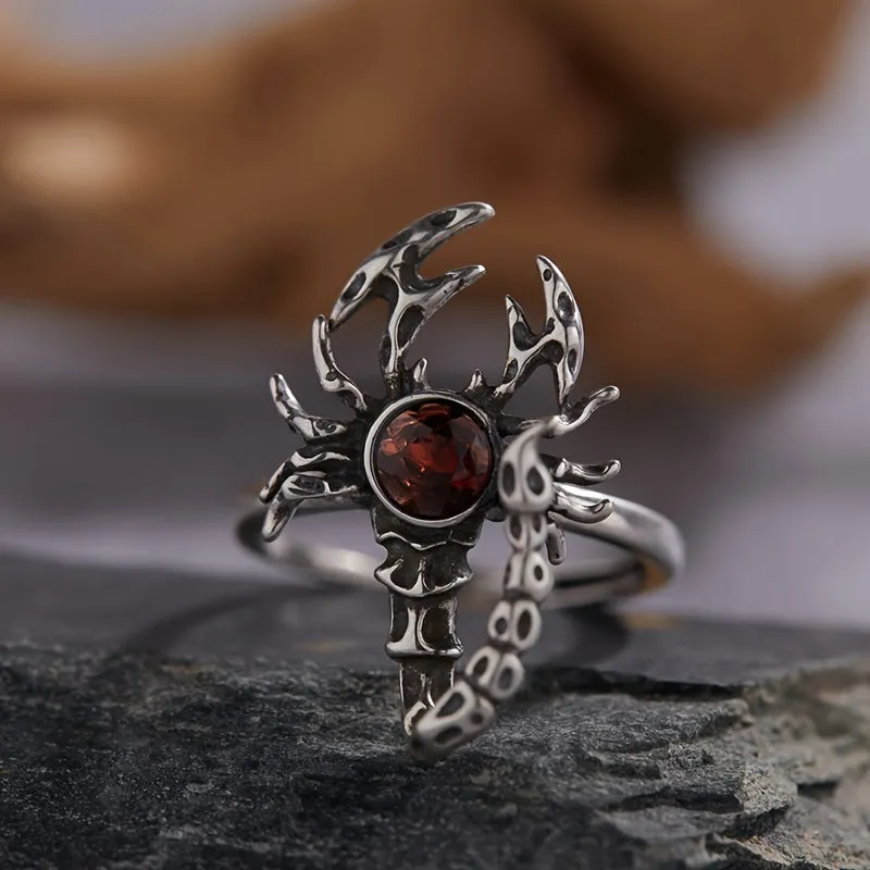Tribal Scorpion Cuff Ring S925 Silver Unisex Halloween Wear Open Ring