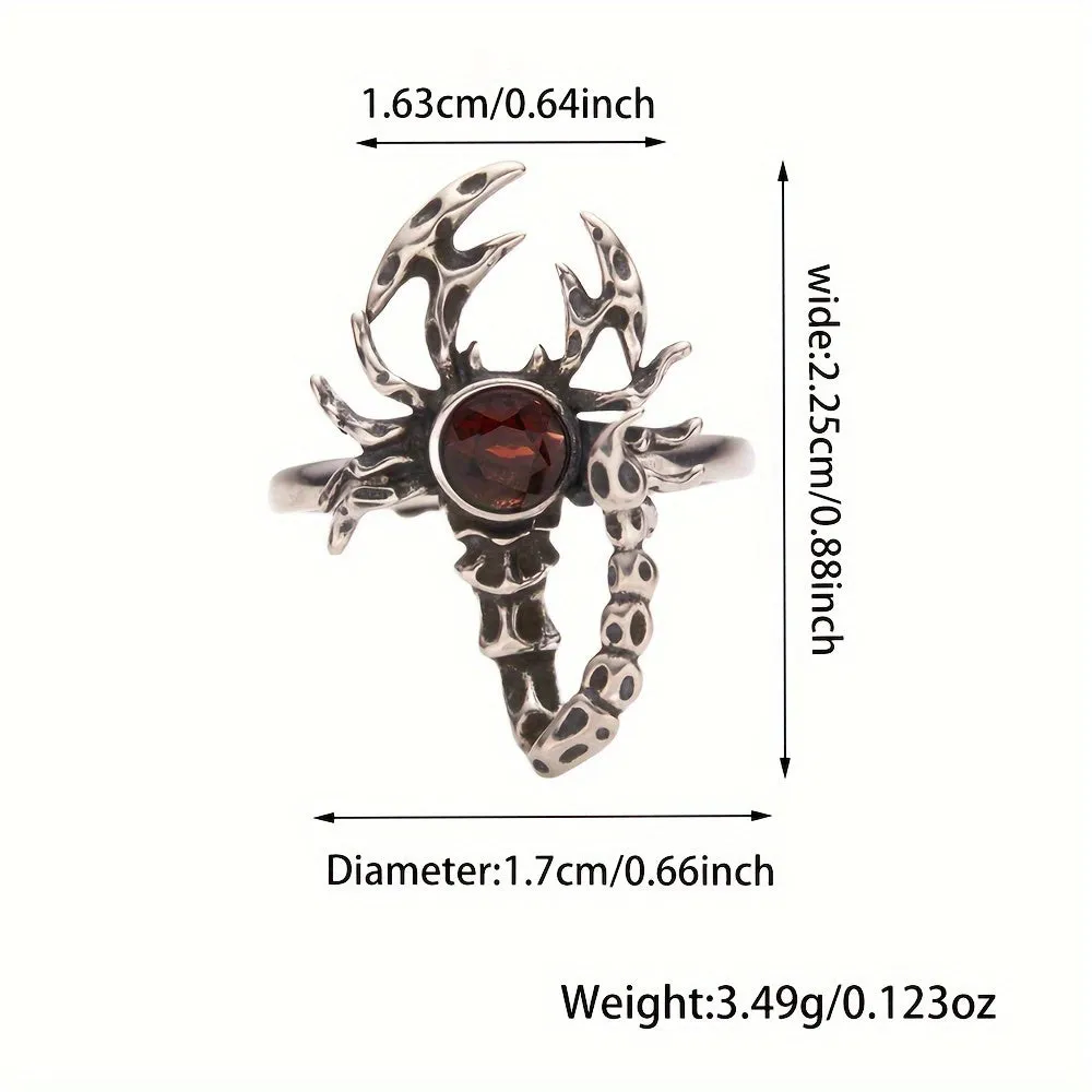 Tribal Scorpion Cuff Ring S925 Silver Unisex Halloween Wear Open Ring