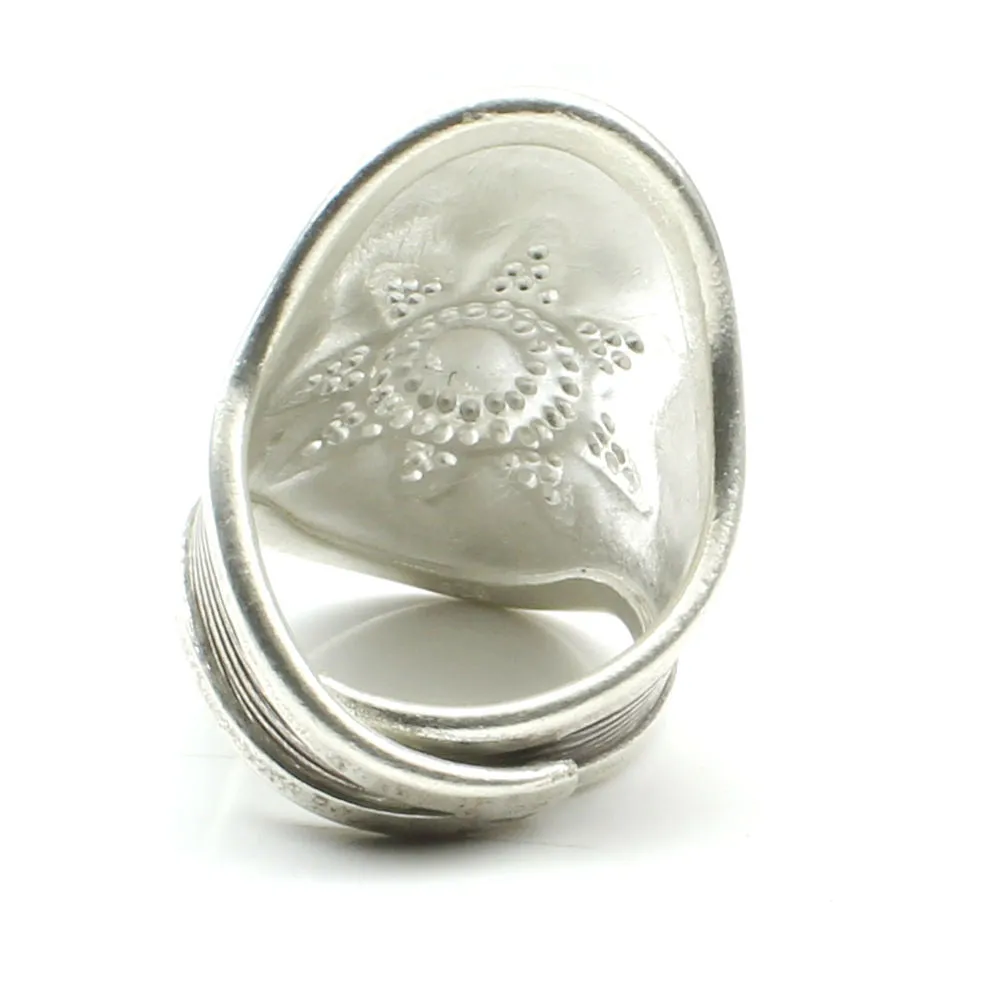 Tribal Star textured Real Solid Sterling Silver wrap Ring adjustable