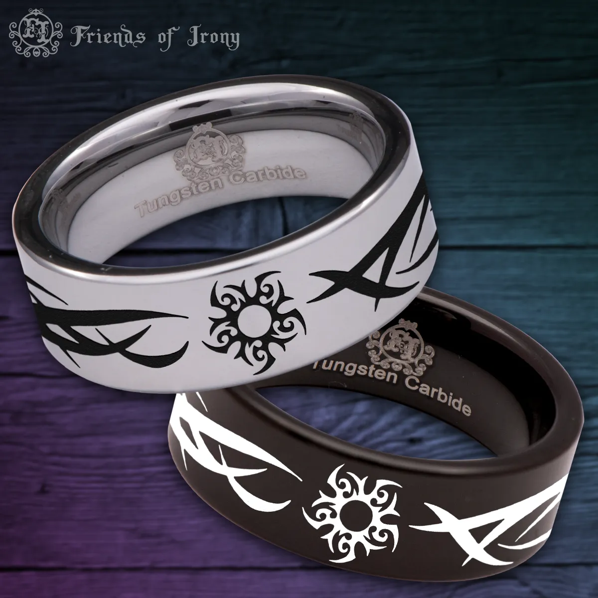 Tribal Sun Tungsten Carbide Ring