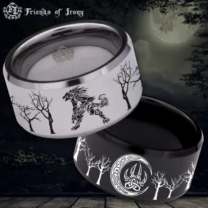 Tribal Werewolf Tungsten Carbide Ring