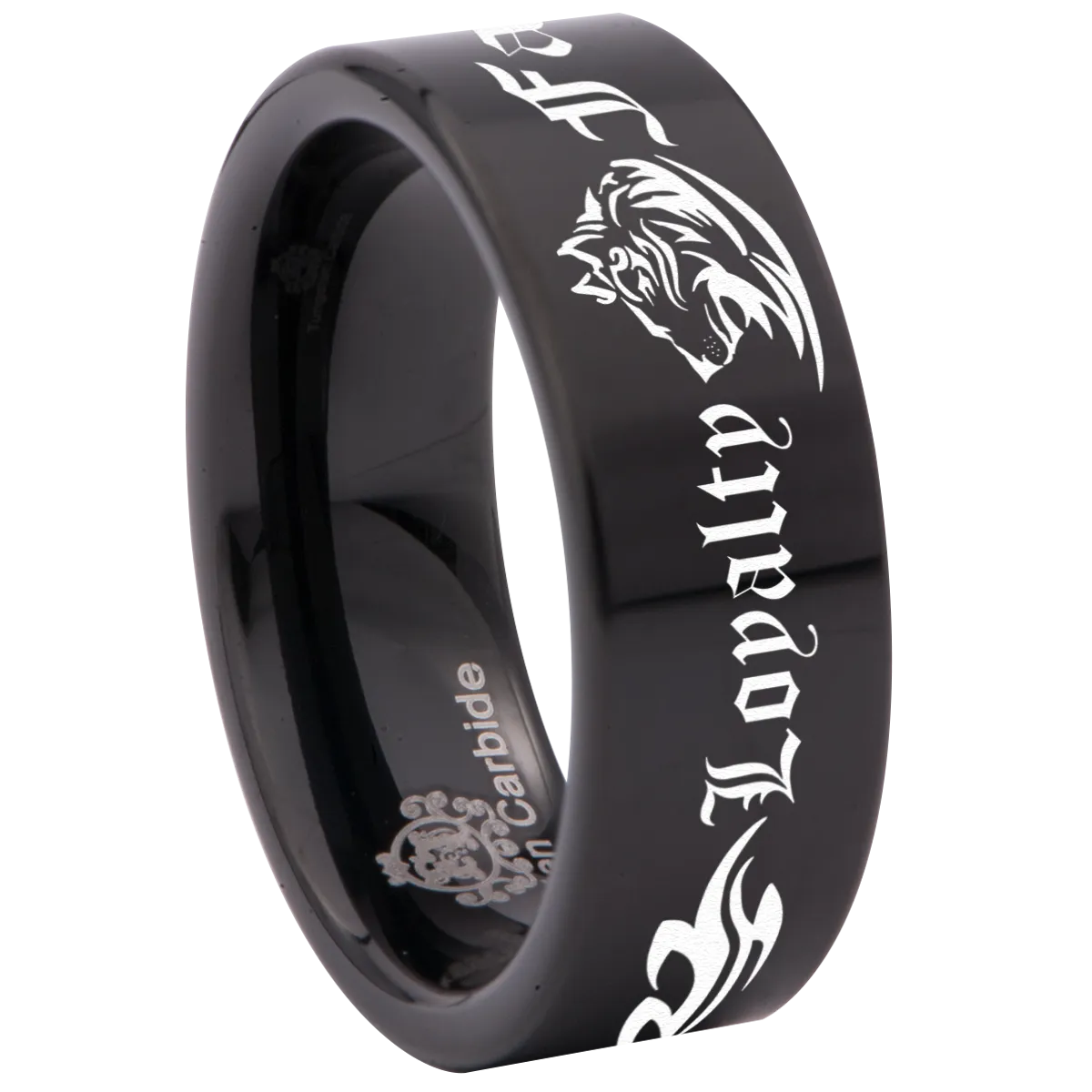 Tribal Wolf   Loyalty Faith Alpha Tungsten Carbide Ring