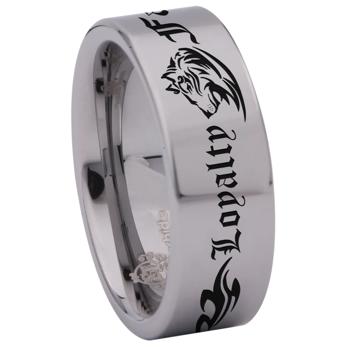 Tribal Wolf   Loyalty Faith Alpha Tungsten Carbide Ring