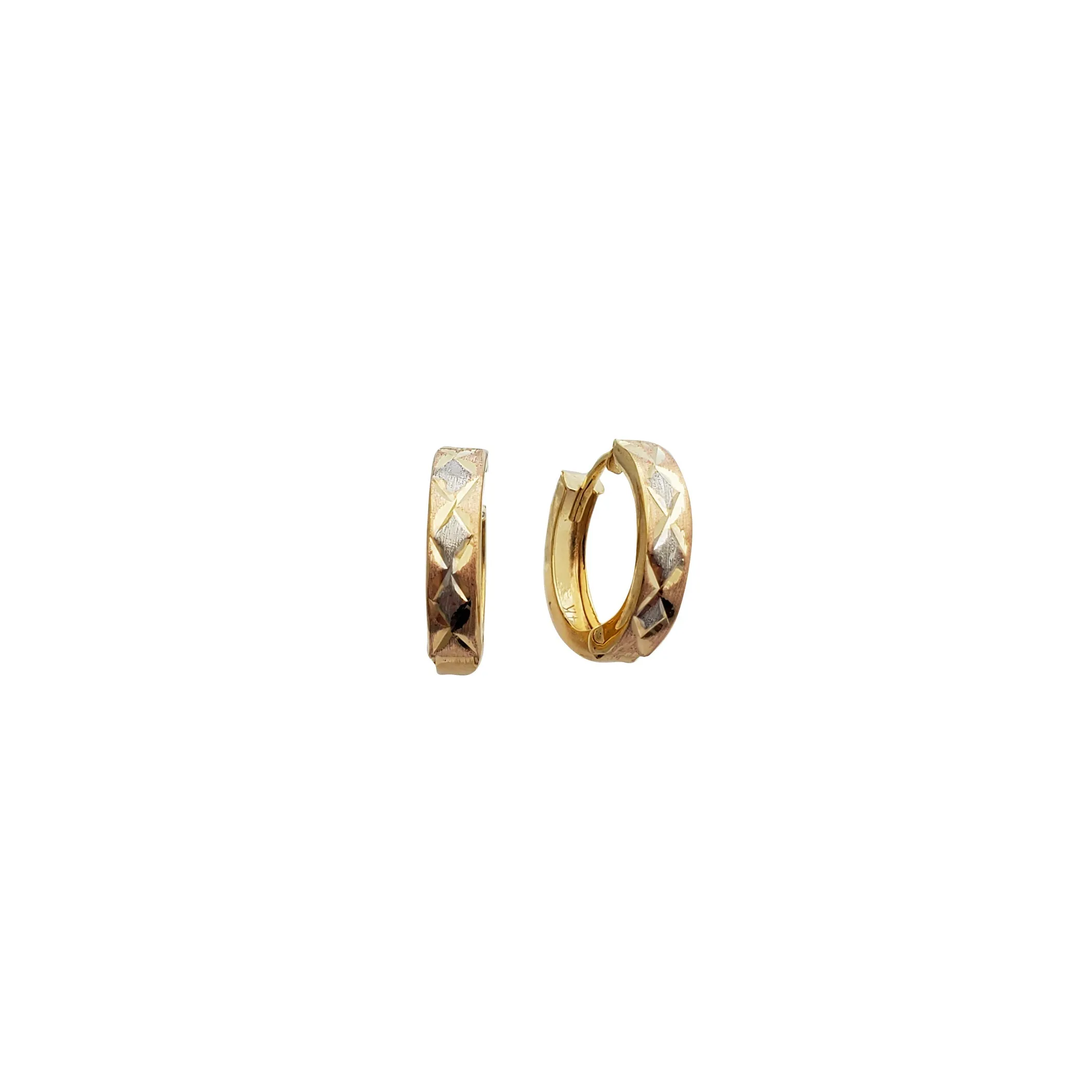 Tricolor Huggie Earrings (14K)