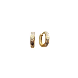 Tricolor Huggie Earrings (14K)