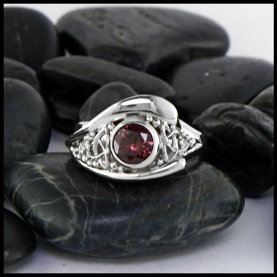 Trinity Knot Purple Garnet Ring
