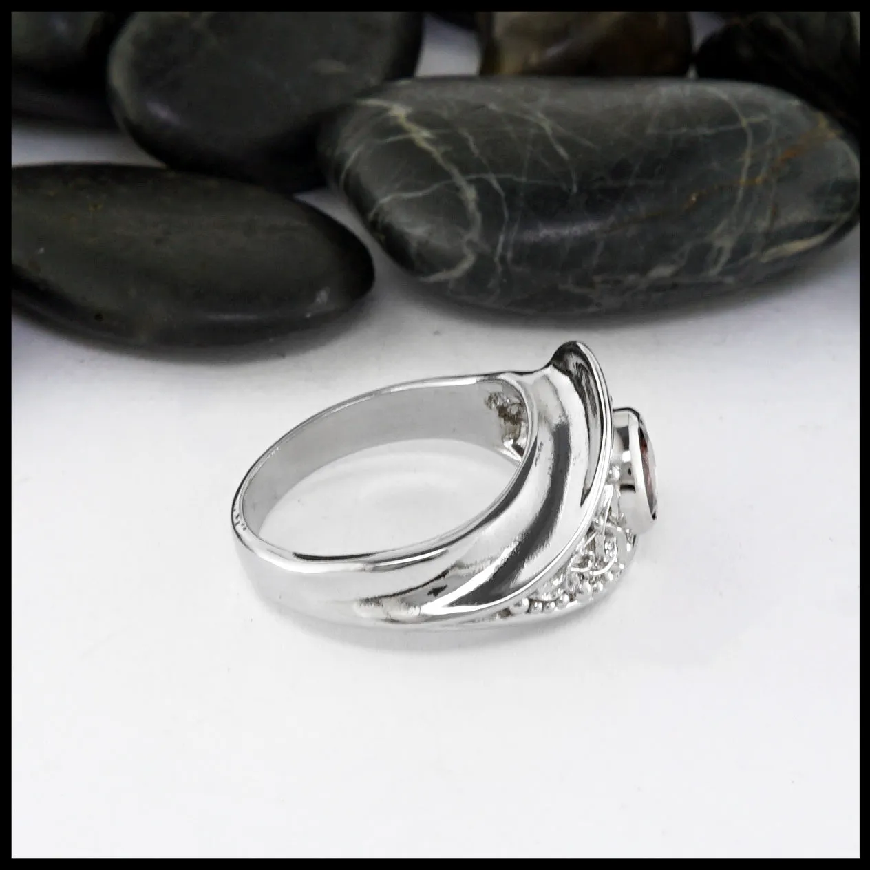 Trinity Knot Purple Garnet Ring