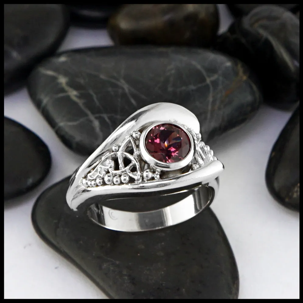 Trinity Knot Purple Garnet Ring