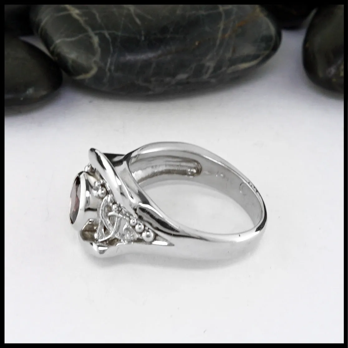 Trinity Knot Purple Garnet Ring