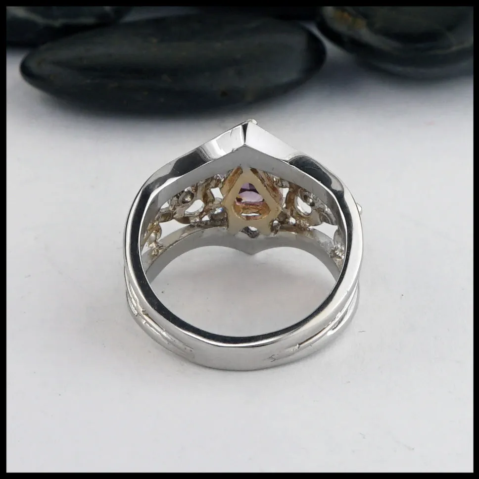 Trinity Knot Ring with Purple Spinel