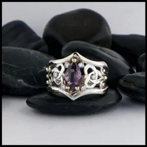 Trinity Knot Ring with Purple Spinel