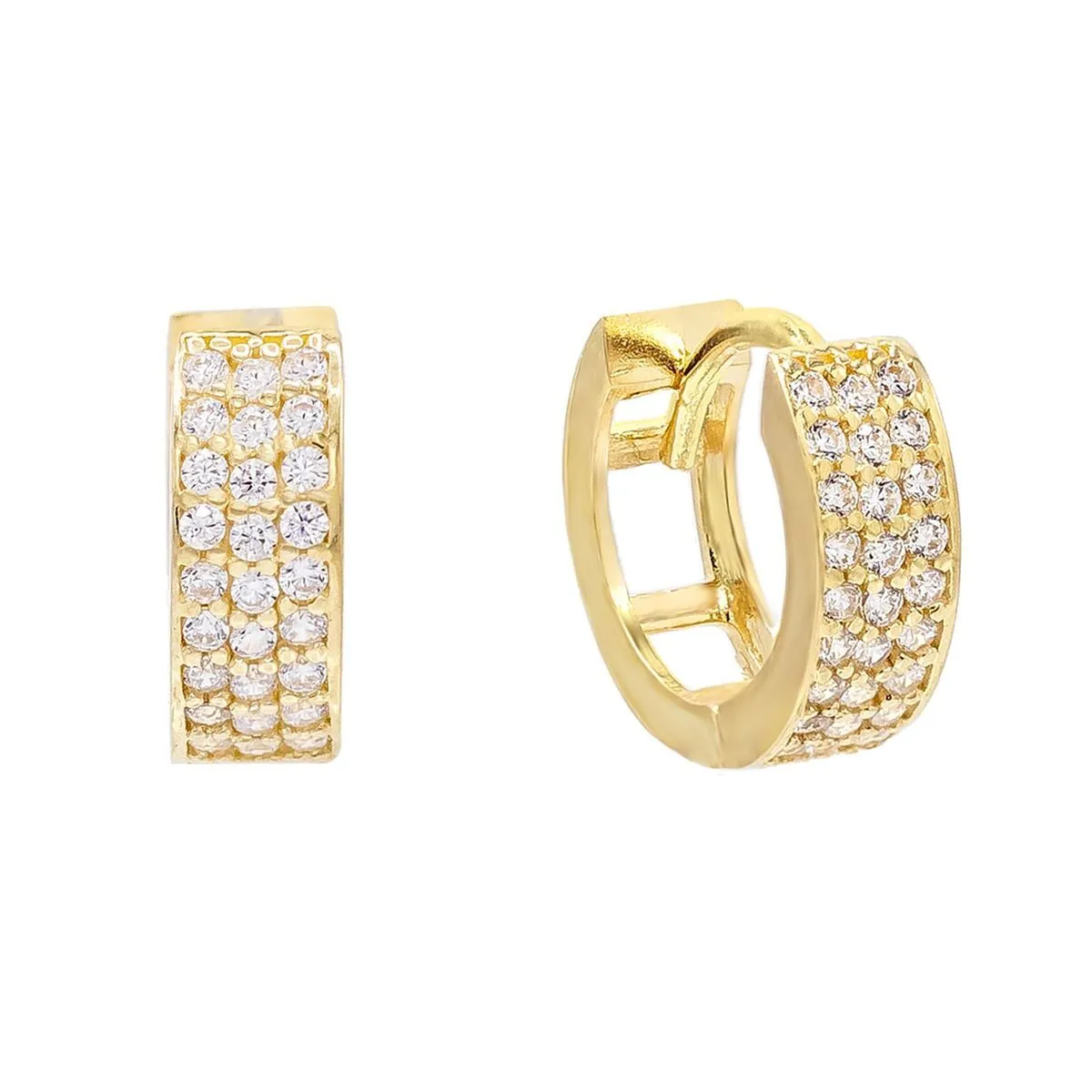 Triple Row Huggie Earring 14K