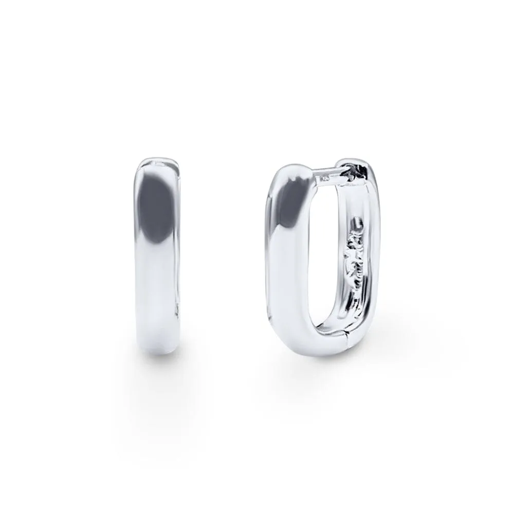 Tube Paperclip Huggie Earrings in Sterling Silver