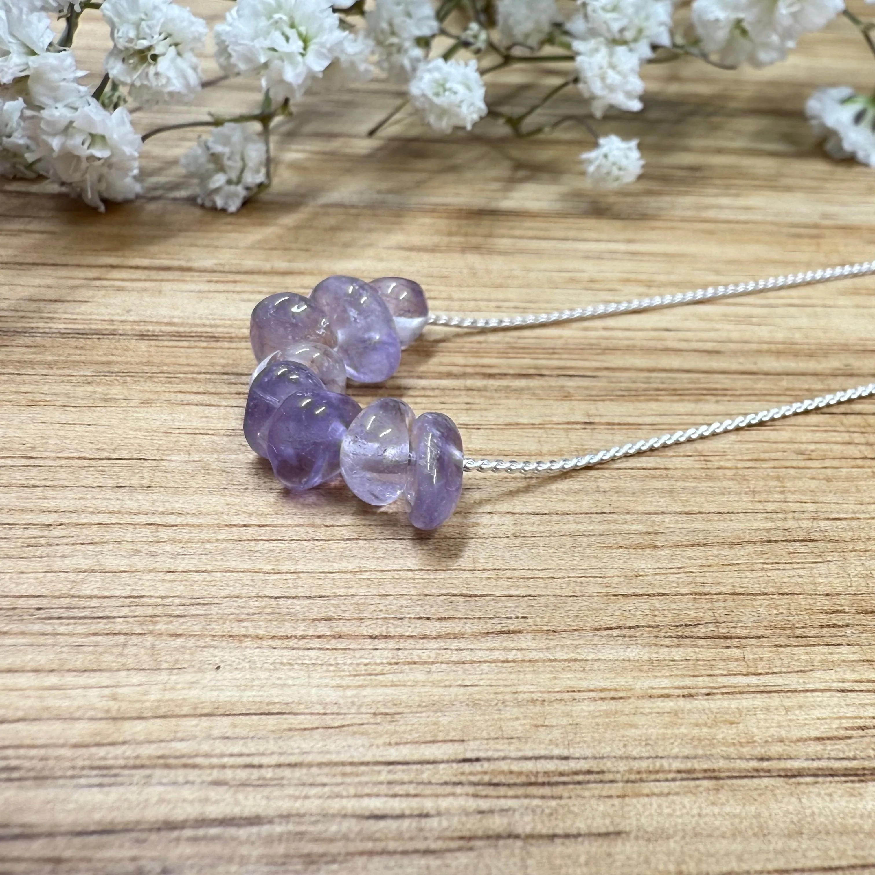 Tumbled Amethyst Slide Necklace - 16"