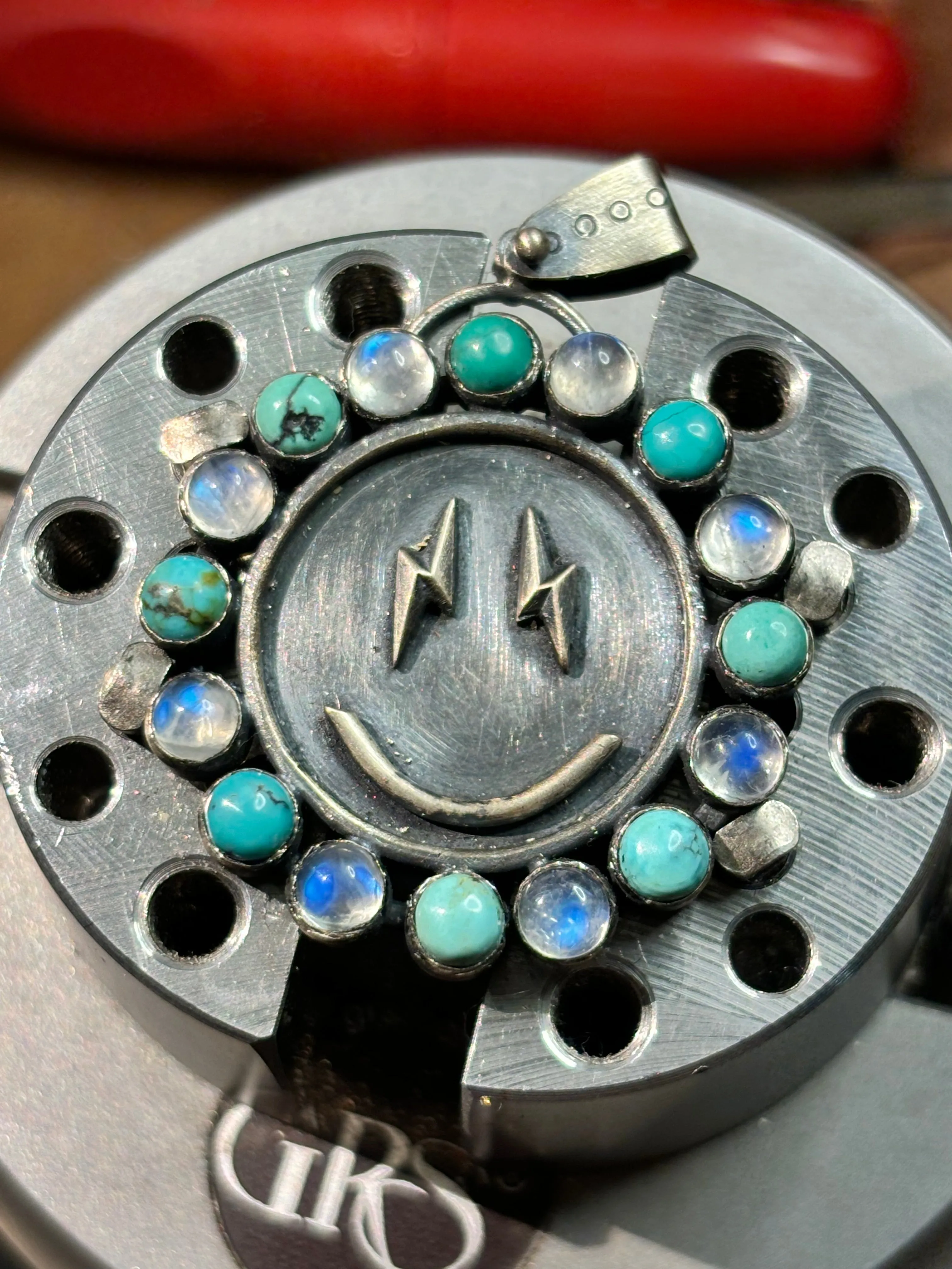 Turquoise & Moonstone Smiley Face