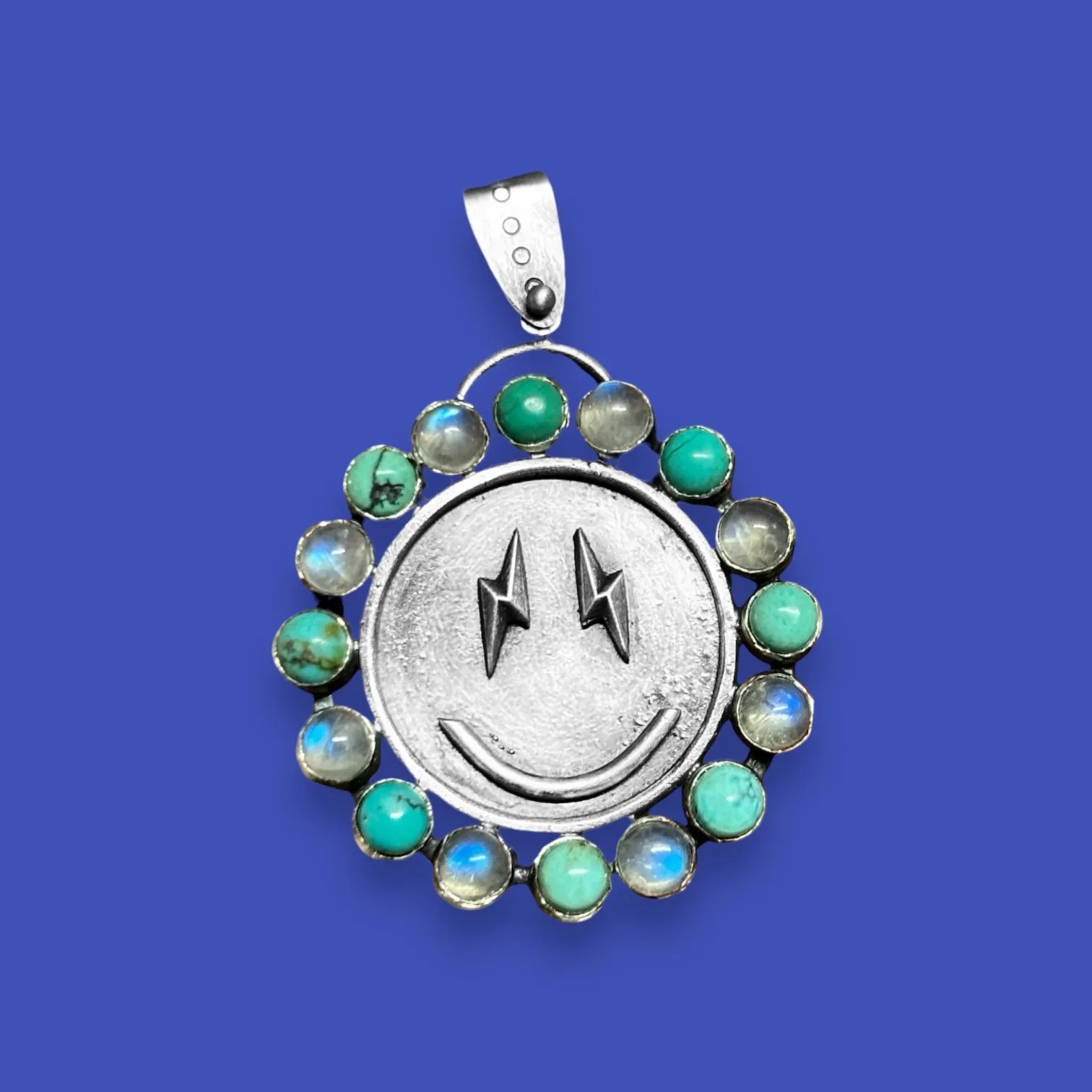Turquoise & Moonstone Smiley Face