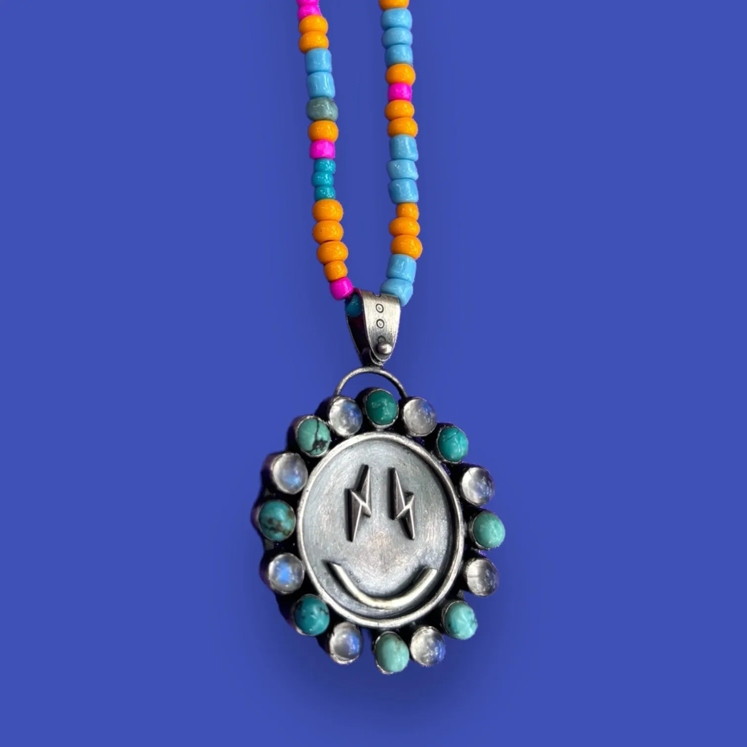 Turquoise & Moonstone Smiley Face