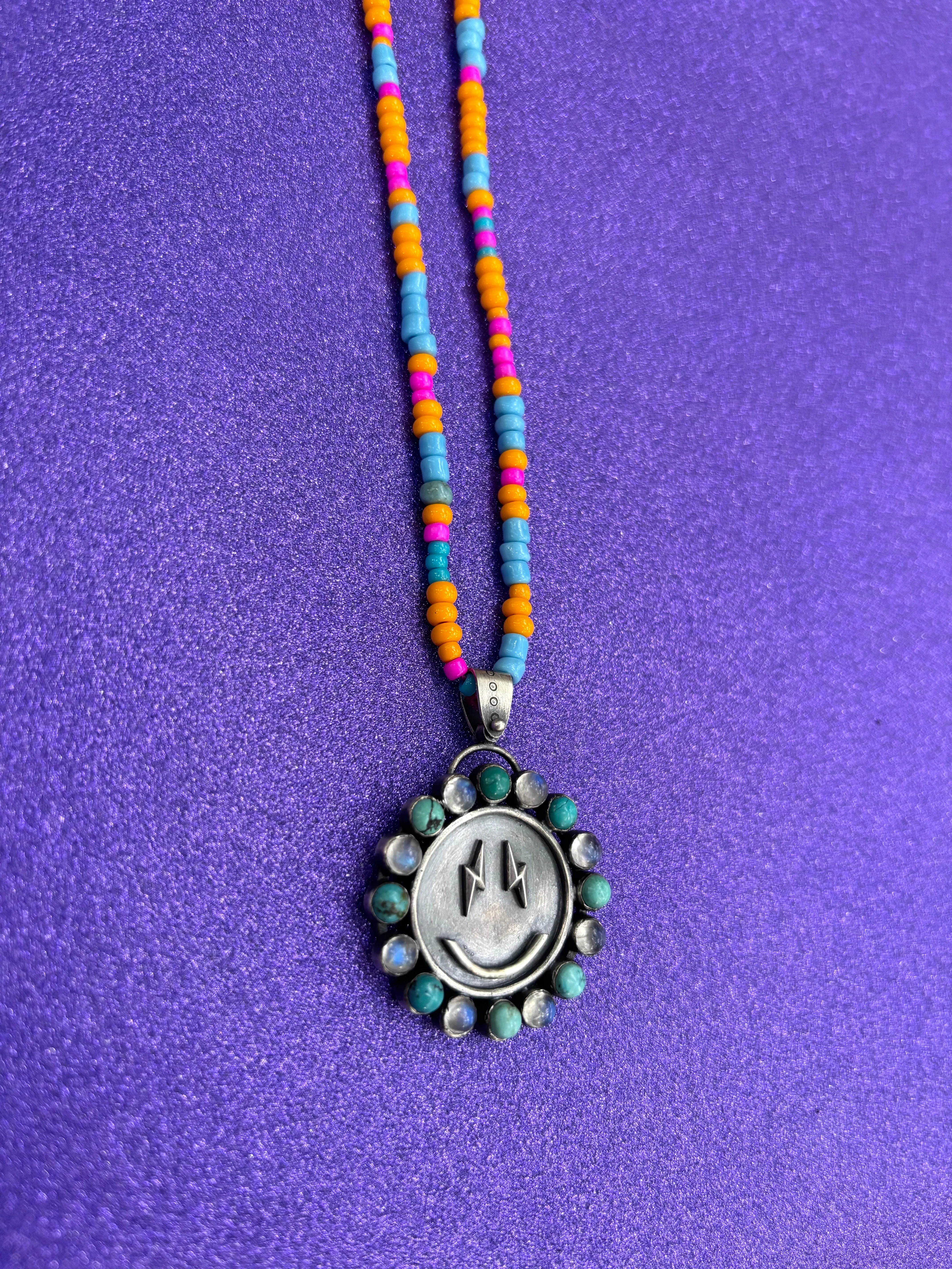Turquoise & Moonstone Smiley Face