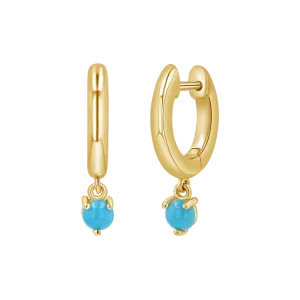 Turquoise Charm Drop Huggies