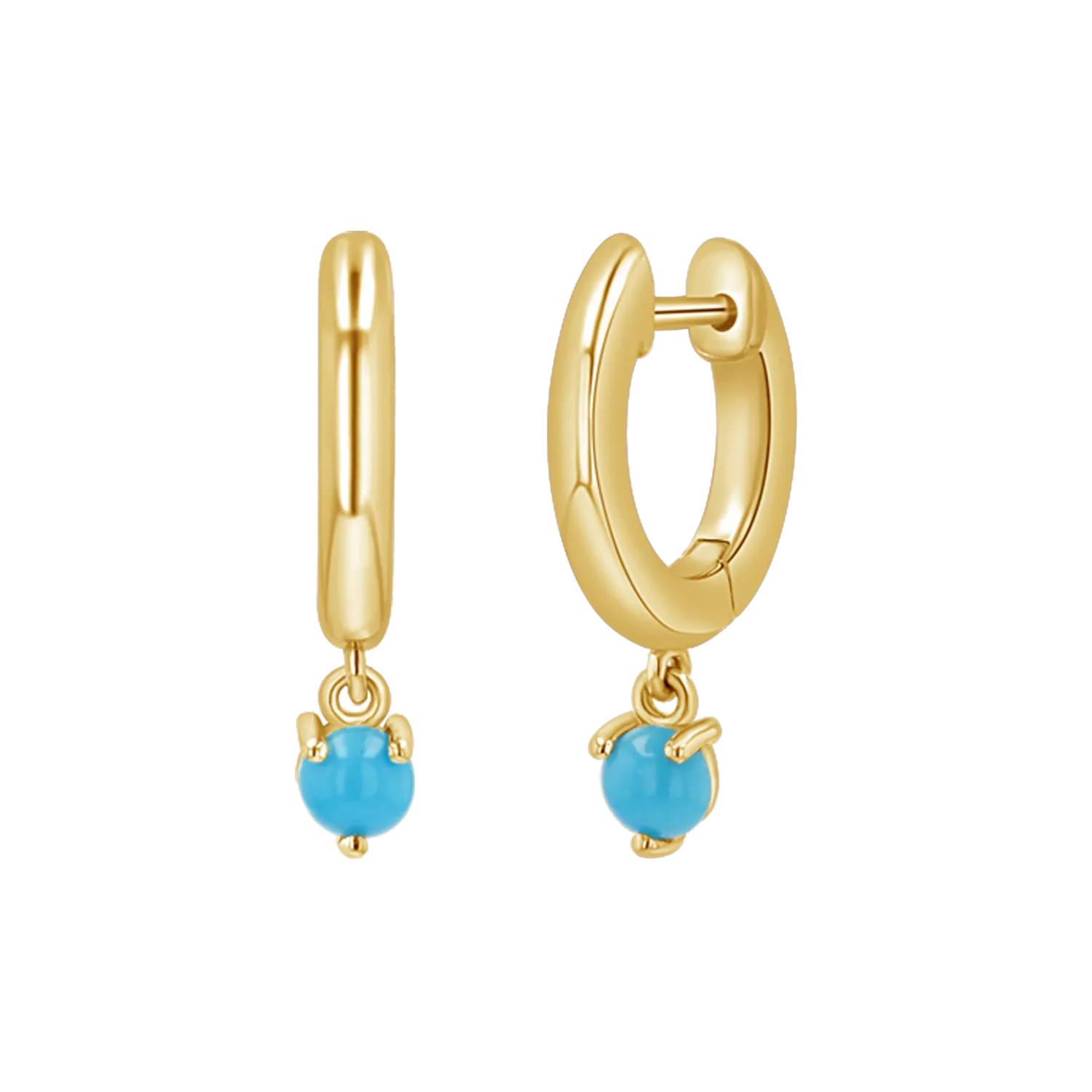 Turquoise Charm Drop Huggies