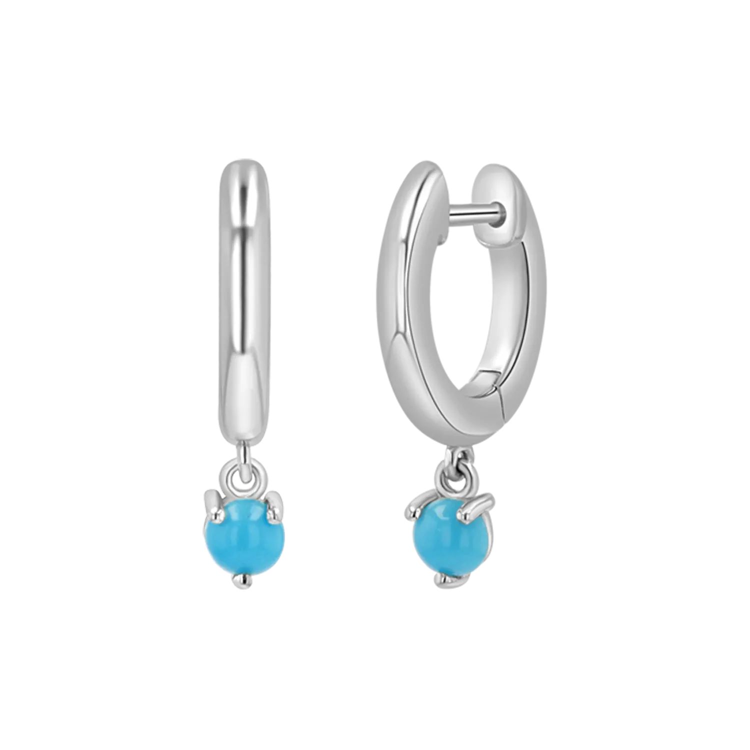 Turquoise Charm Drop Huggies