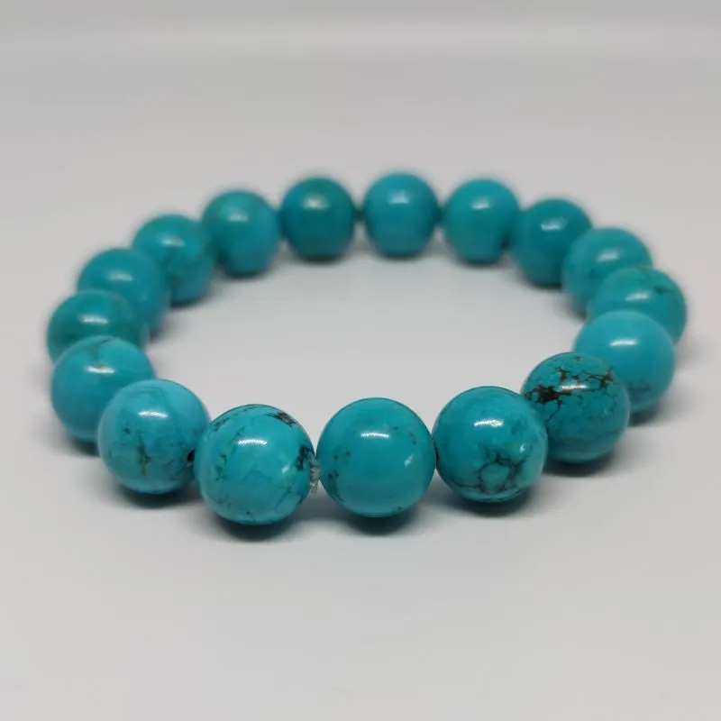 Turquoise Howlite Round Bead Crystal Bracelet