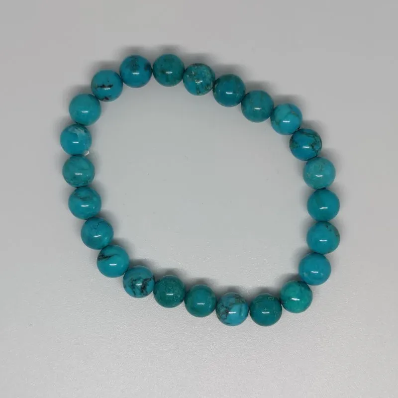 Turquoise Howlite Round Bead Crystal Bracelet